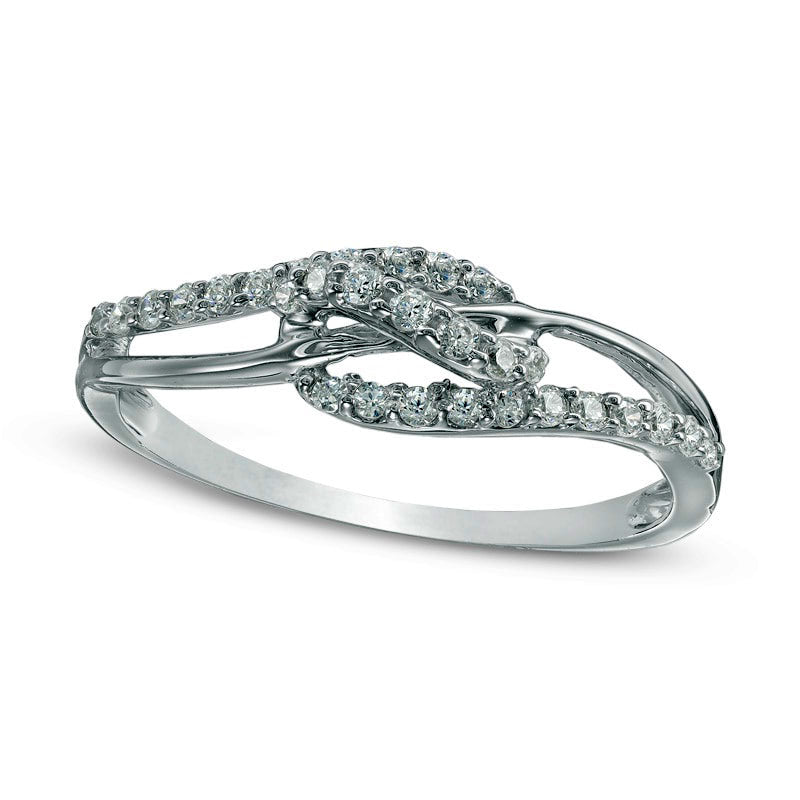 Image of ID 1 020 CT TW Natural Diamond Intertwined Ring in Sterling Silver
