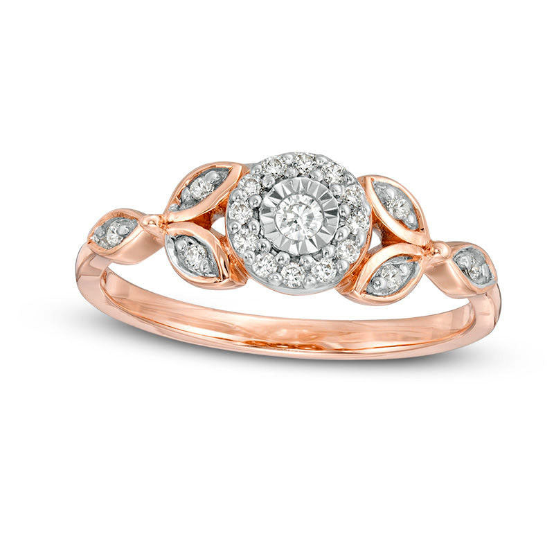 Image of ID 1 020 CT TW Natural Diamond Leaves Promise Ring in Solid 10K Rose Gold