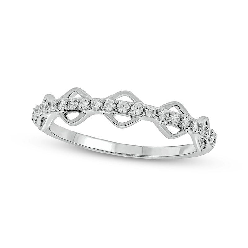 Image of ID 1 020 CT TW Natural Diamond Line Zig-Zag Ring in Solid 10K White Gold