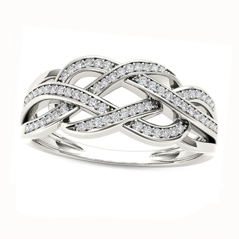 Image of ID 1 020 CT TW Natural Diamond Loose Braid Ring in Solid 10K White Gold