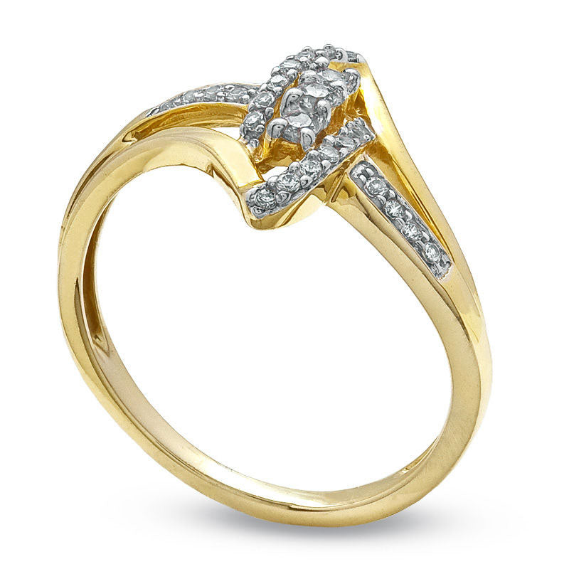 Image of ID 1 020 CT TW Natural Diamond Marquise Bypass Promise Ring in Solid 10K Yellow Gold