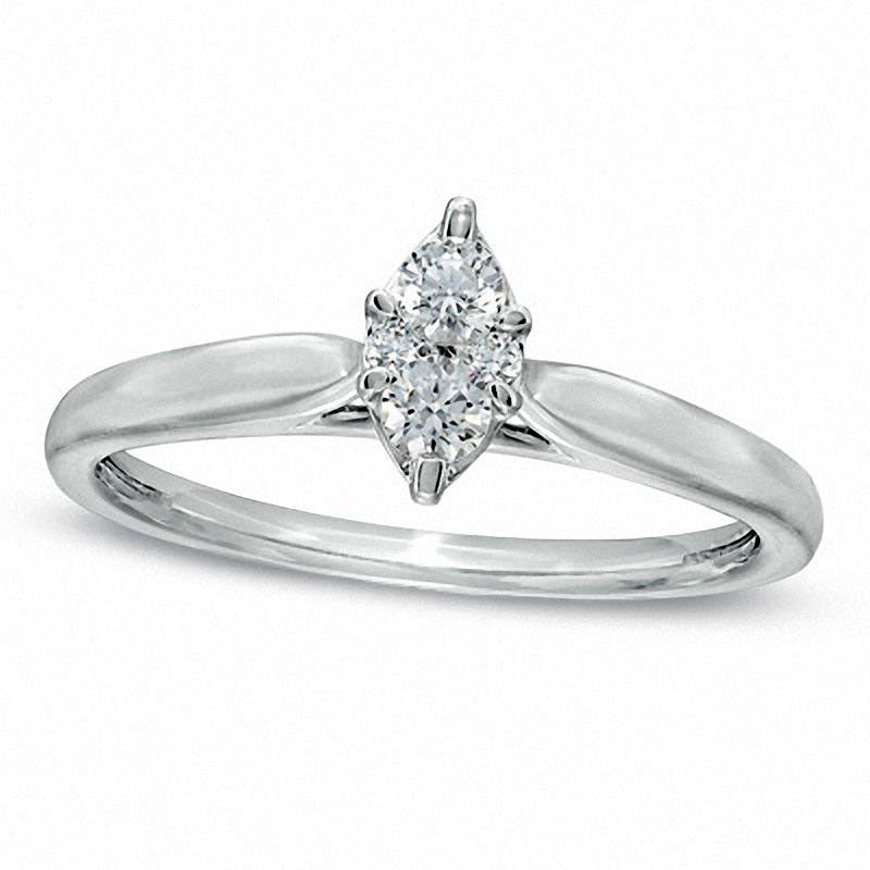 Image of ID 1 020 CT TW Natural Diamond Marquise Cluster Promise Ring in Solid 10K White Gold