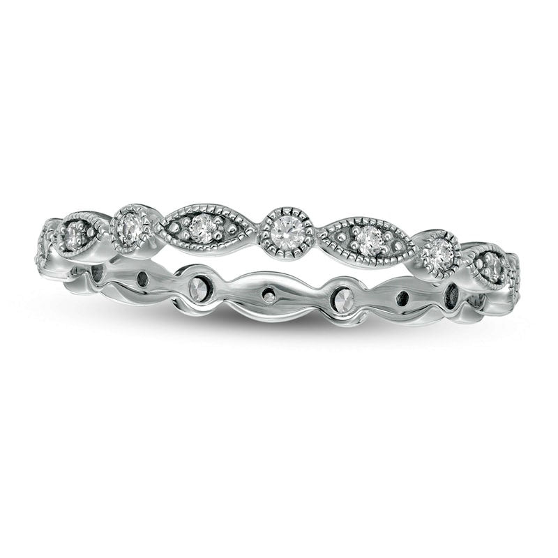 Image of ID 1 020 CT TW Natural Diamond Marquise and Circle Alternating Antique Vintage-Style Eternity Anniversary Band in Solid 10K White Gold