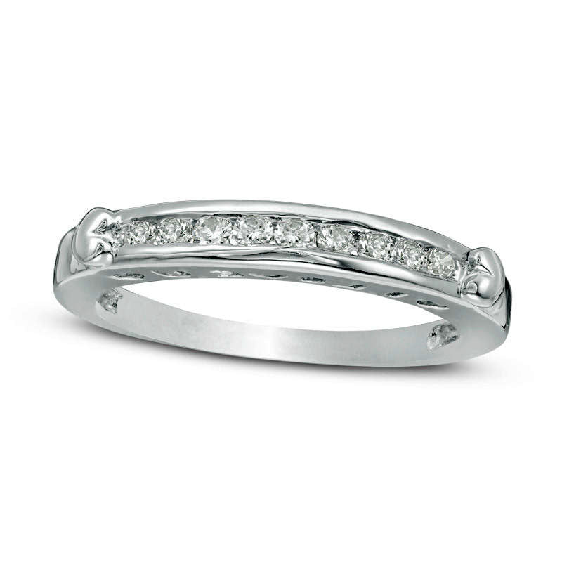 Image of ID 1 020 CT TW Natural Diamond Nine Stone Collar Anniversary Band in Solid 10K White Gold