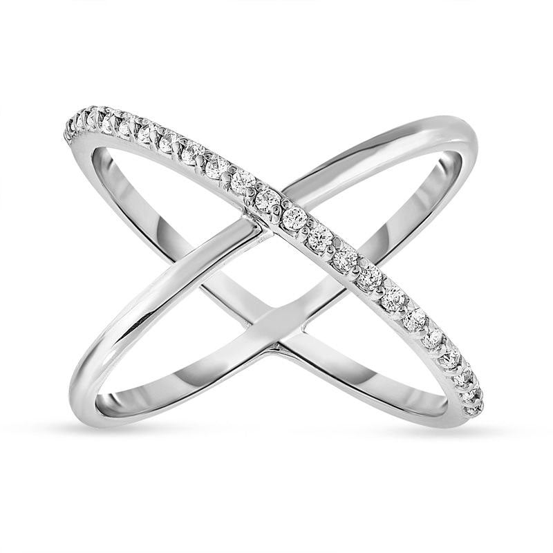 Image of ID 1 020 CT TW Natural Diamond Orbit Ring in Sterling Silver