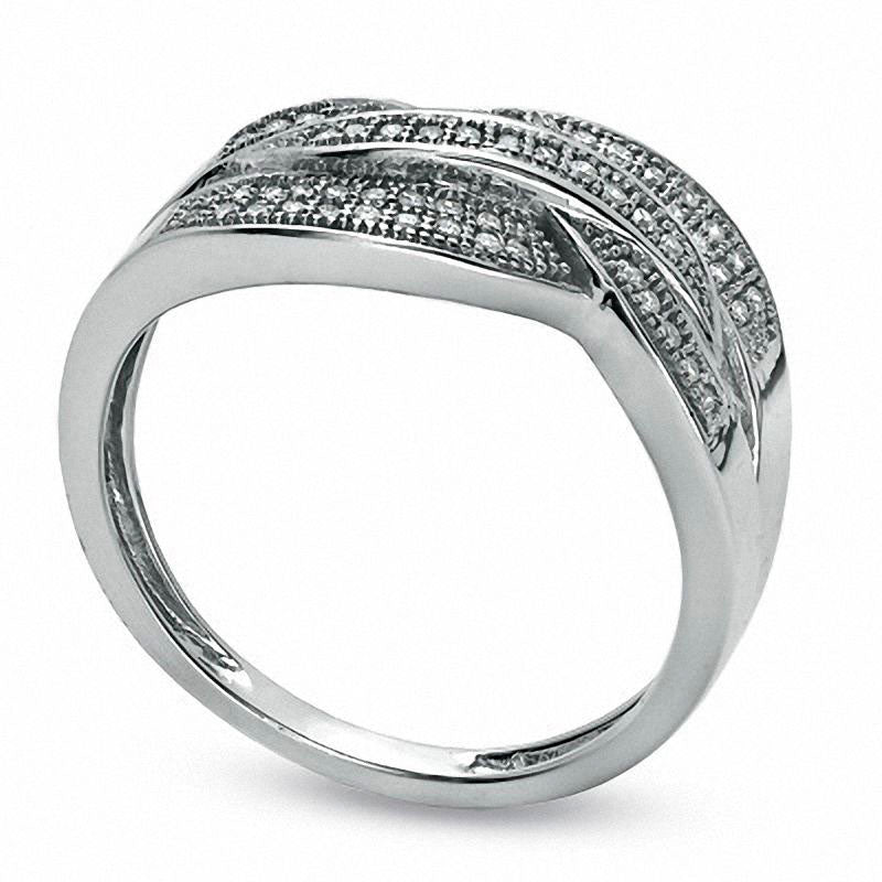 Image of ID 1 020 CT TW Natural Diamond Ribbons Fashion Ring in Sterling Silver