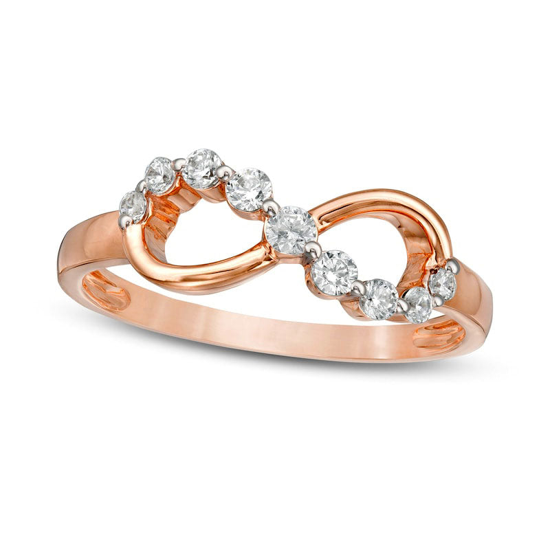 Image of ID 1 020 CT TW Natural Diamond Sideways Infinity Ring in Solid 10K Rose Gold