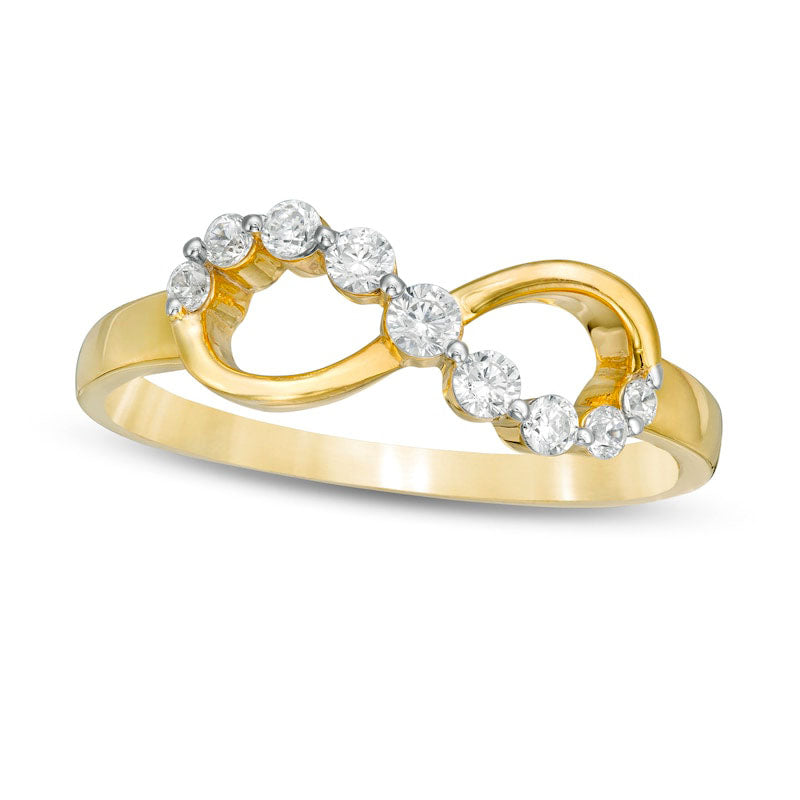 Image of ID 1 020 CT TW Natural Diamond Sideways Infinity Ring in Solid 10K Yellow Gold