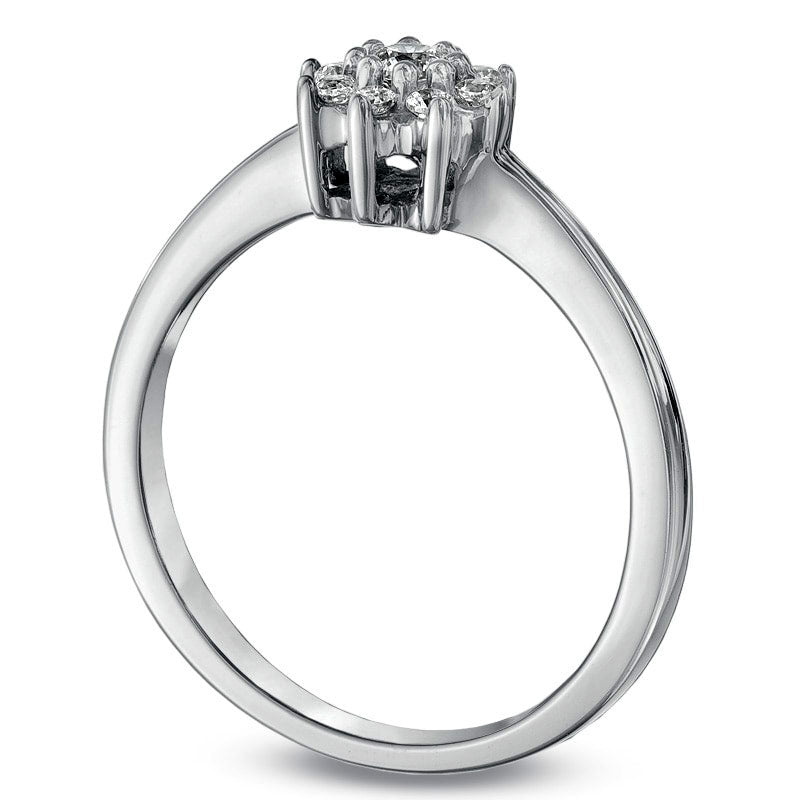 Image of ID 1 020 CT TW Natural Diamond Sunburst Promise Ring in Solid 10K White Gold