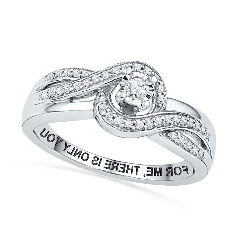 Image of ID 1 020 CT TW Natural Diamond Swirl Promise Ring in Sterling Silver (25 Characters)