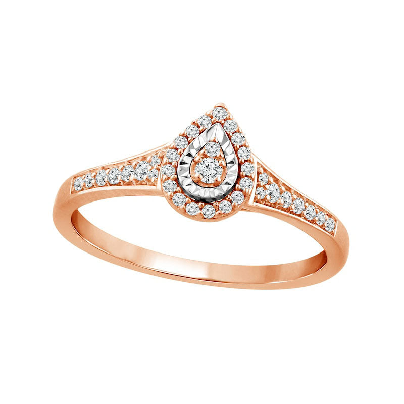 Image of ID 1 020 CT TW Natural Diamond Teardrop Frame Promise Ring in Solid 10K Rose Gold
