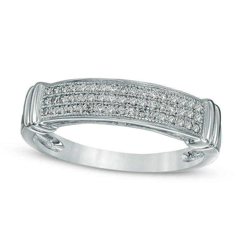 Image of ID 1 020 CT TW Natural Diamond Three Row Collar Anniversary Band in Solid 10K White Gold