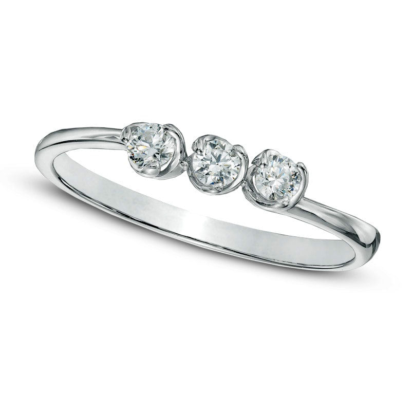 Image of ID 1 020 CT TW Natural Diamond Three Stone Promise Ring in Solid 10K White Gold