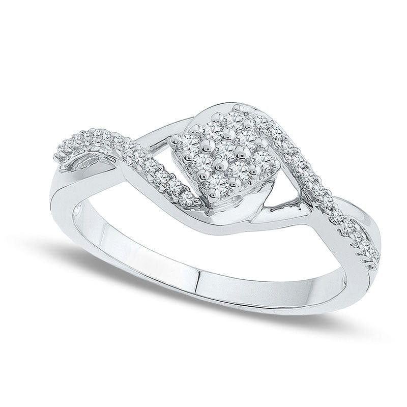 Image of ID 1 020 CT TW Natural Diamond Tilted Square Promise Ring in Solid 10K White Gold