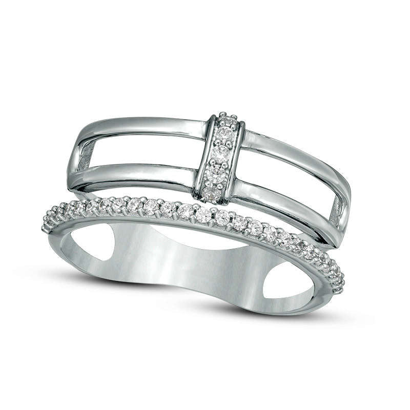Image of ID 1 020 CT TW Natural Diamond Triple Split Ring in Solid 10K White Gold