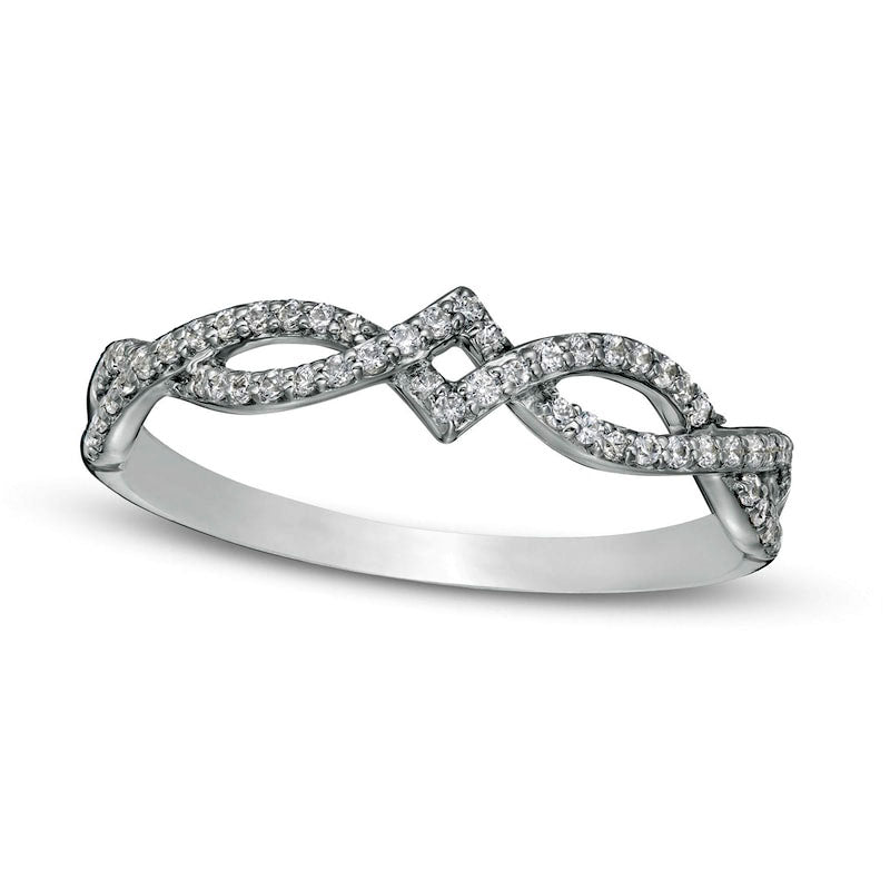 Image of ID 1 020 CT TW Natural Diamond Twist Ring in Solid 10K White Gold