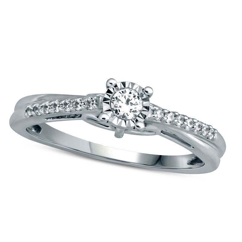 Image of ID 1 020 CT TW Natural Diamond Twist Shank Promise Ring in Sterling Silver