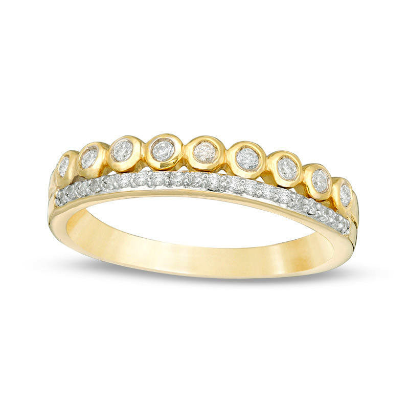 Image of ID 1 020 CT TW Natural Diamond Two Row Stackable Band in Solid 10K Yellow Gold