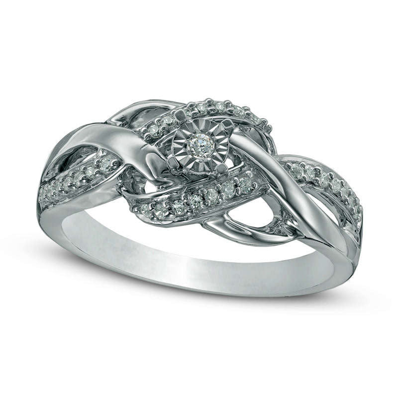 Image of ID 1 020 CT TW Natural Diamond Woven Promise Ring in Sterling Silver
