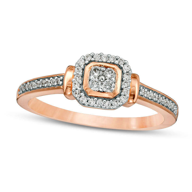 Image of ID 1 020 CT TW Quad Natural Diamond Octagon Frame Promise Ring in Solid 10K Rose Gold