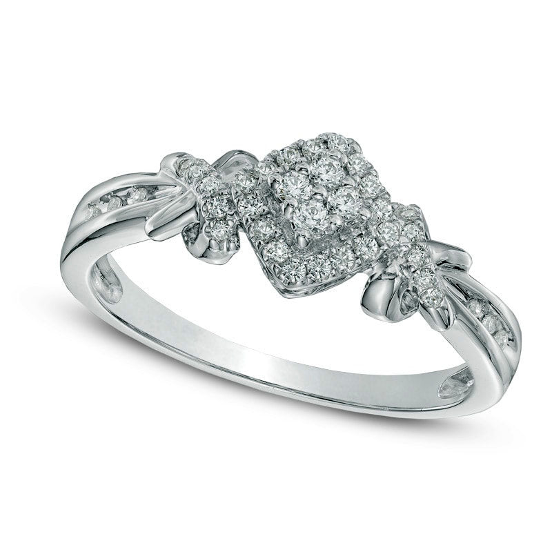 Image of ID 1 020 CT TW Quad Natural Diamond Square Frame Promise Ring in Sterling Silver