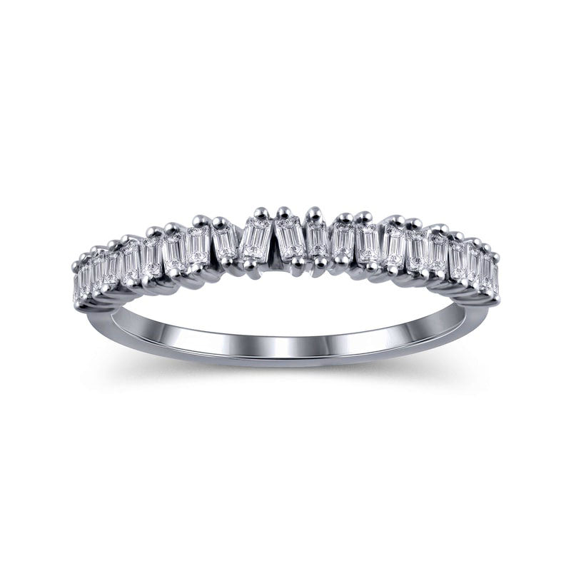 Image of ID 1 025 CT TW Baguette Natural Diamond Ring in Solid 10K White Gold