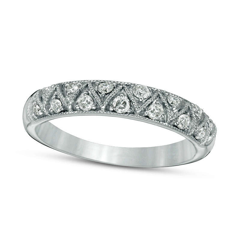 Image of ID 1 025 CT TW Certified Natural Diamond Zig-Zag Antique Vintage-Style Anniversary Band in Solid 14K White Gold (I/I1)