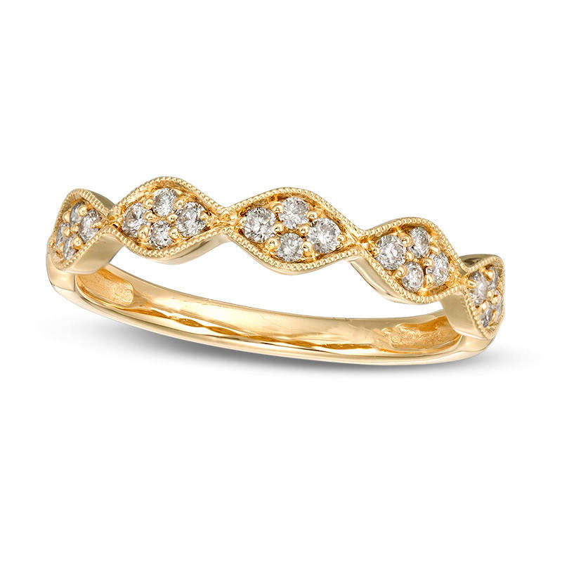 Image of ID 1 025 CT TW Certified Quad Natural Diamond Antique Vintage-Style Ring in Solid 14K Gold (I/I1)