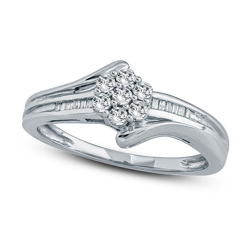 Image of ID 1 025 CT TW Composite Natural Diamond Bypass Promise Ring in Solid 10K White Gold