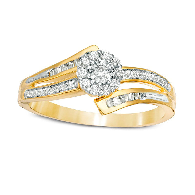 Image of ID 1 025 CT TW Composite Natural Diamond Bypass Promise Ring in Solid 10K Yellow Gold