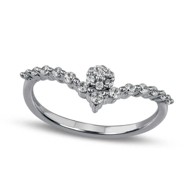 Image of ID 1 025 CT TW Composite Natural Diamond Chevron Promise Ring in Solid 10K White Gold
