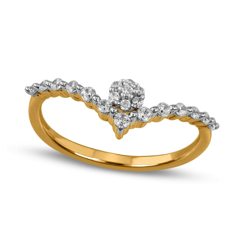 Image of ID 1 025 CT TW Composite Natural Diamond Chevron Promise Ring in Solid 10K Yellow Gold