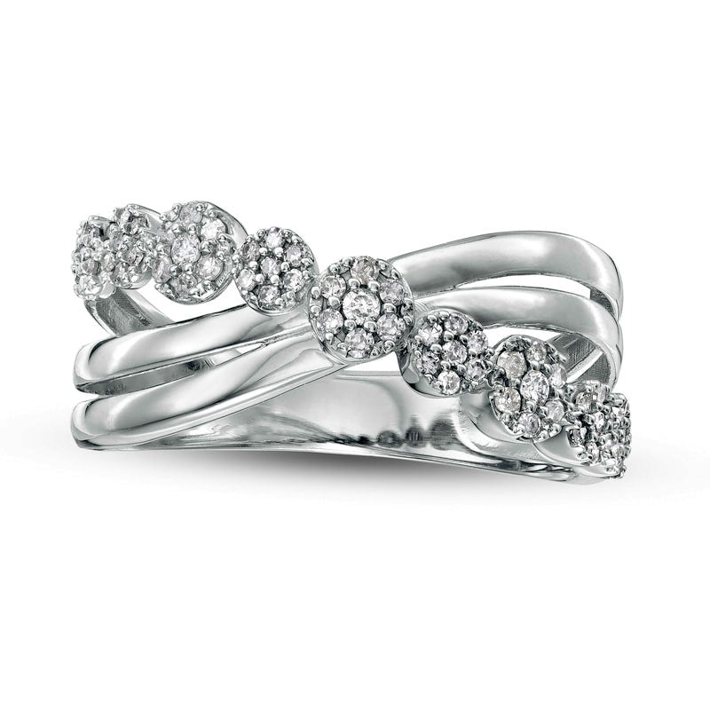 Image of ID 1 025 CT TW Composite Natural Diamond Criss-Cross Split Shank Ring in Solid 10K White Gold