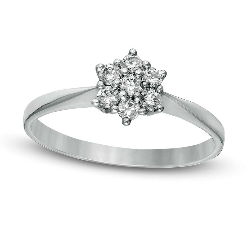 Image of ID 1 025 CT TW Composite Natural Diamond Flower Promise Ring in Solid 10K White Gold