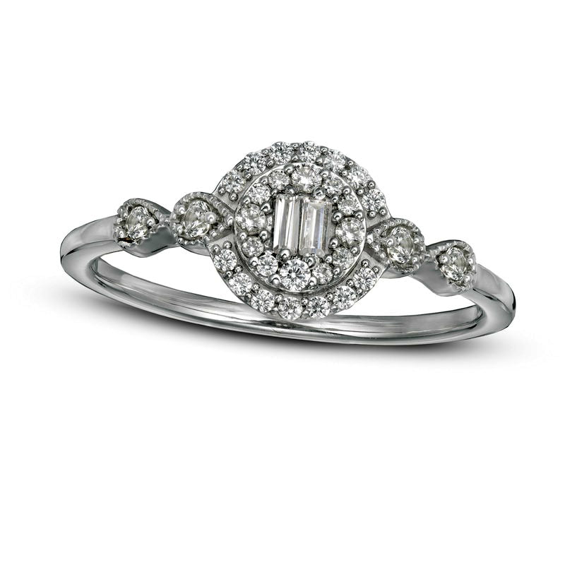 Image of ID 1 025 CT TW Composite Natural Diamond Frame Antique Vintage-Style Ring in Solid 10K White Gold