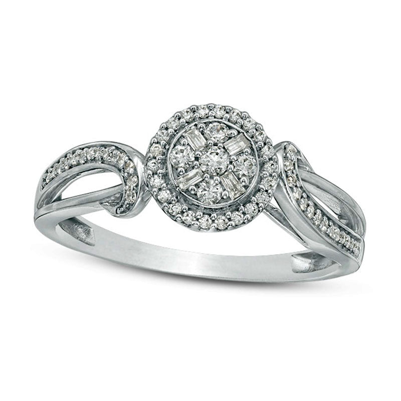 Image of ID 1 025 CT TW Composite Natural Diamond Frame Bypass Ring in Solid 10K White Gold