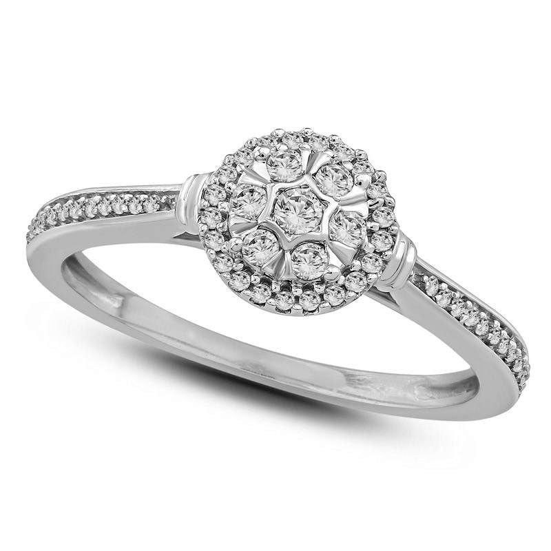 Image of ID 1 025 CT TW Composite Natural Diamond Frame Collar Promise Ring in Solid 10K White Gold