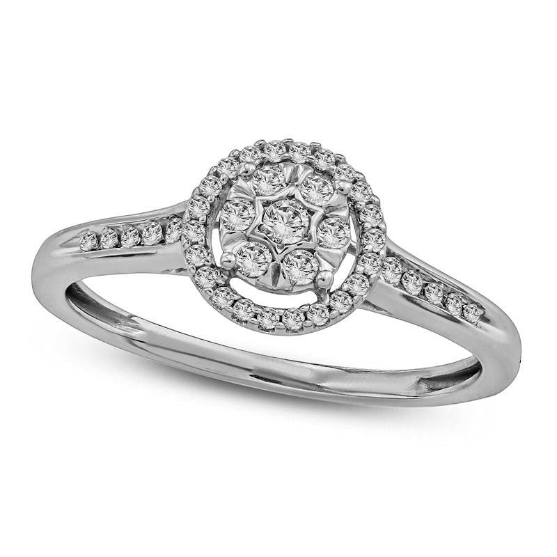 Image of ID 1 025 CT TW Composite Natural Diamond Frame Promise Ring in Solid 10K White Gold