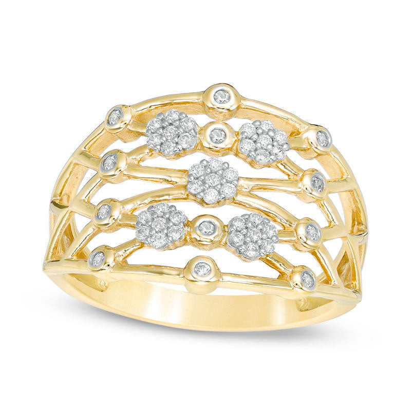 Image of ID 1 025 CT TW Composite Natural Diamond Lattice Ring in Solid 10K Yellow Gold