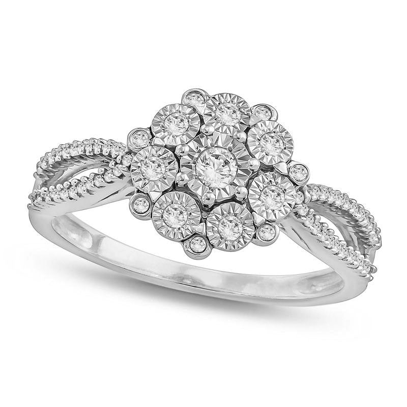 Image of ID 1 025 CT TW Composite Natural Diamond Open Shank Ring in Sterling Silver