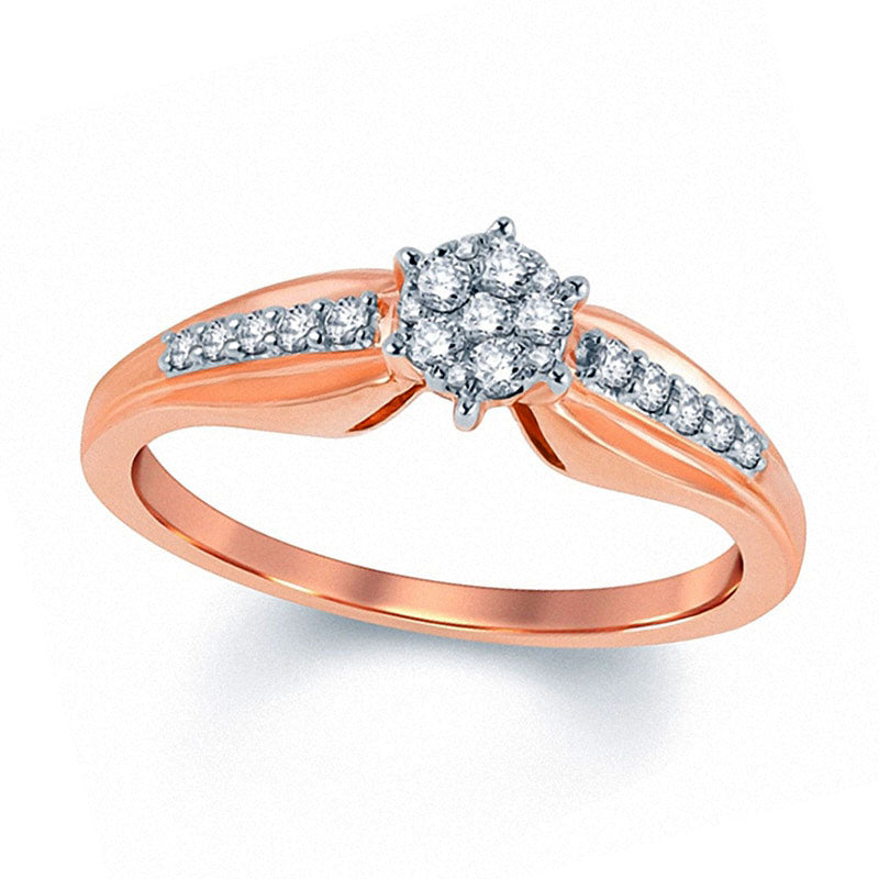 Image of ID 1 025 CT TW Composite Natural Diamond Promise Ring in Solid 10K Rose Gold
