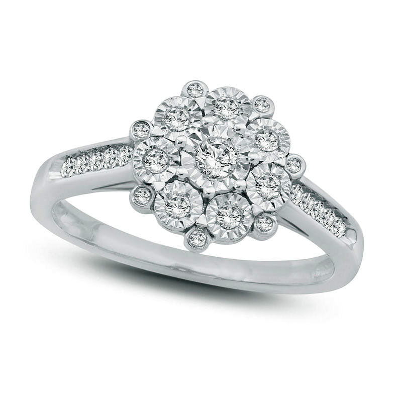 Image of ID 1 025 CT TW Composite Natural Diamond Ring in Sterling Silver