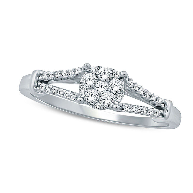 Image of ID 1 025 CT TW Composite Natural Diamond Split Shank Promise Ring in Solid 10K White Gold