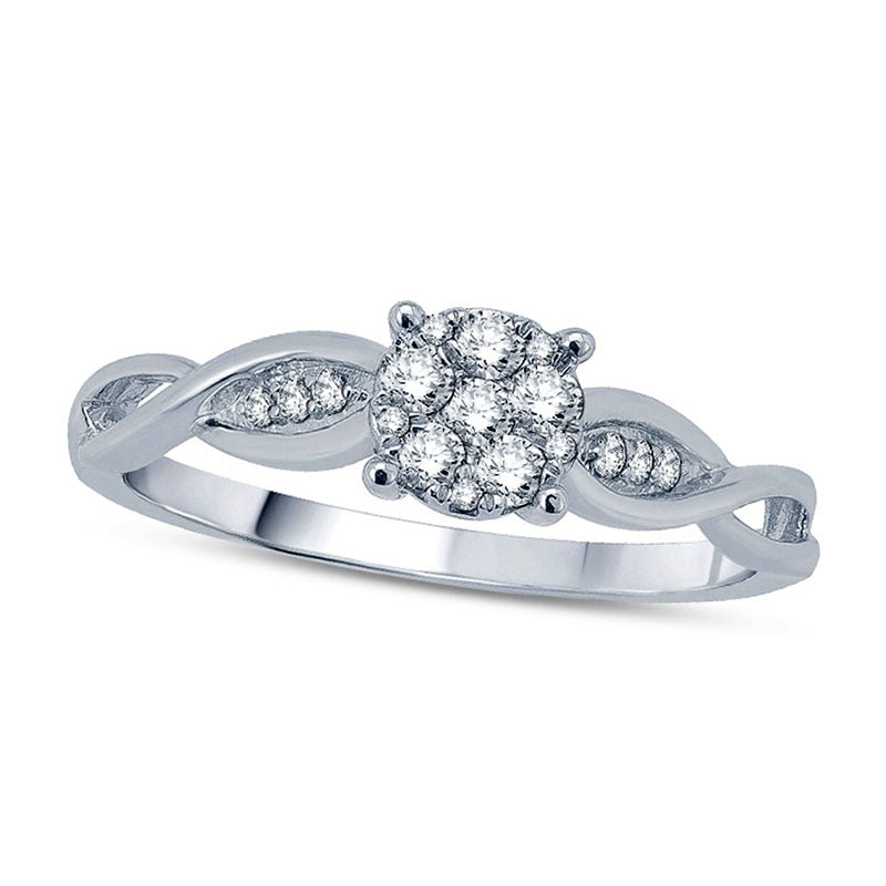 Image of ID 1 025 CT TW Composite Natural Diamond Twist Shank Engagement Ring in Solid 10K White Gold