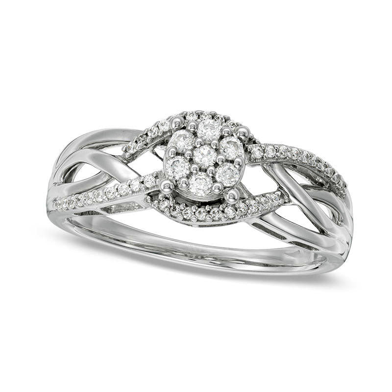Image of ID 1 025 CT TW Composite Natural Diamond Twist Split Shank Ring in Sterling Silver