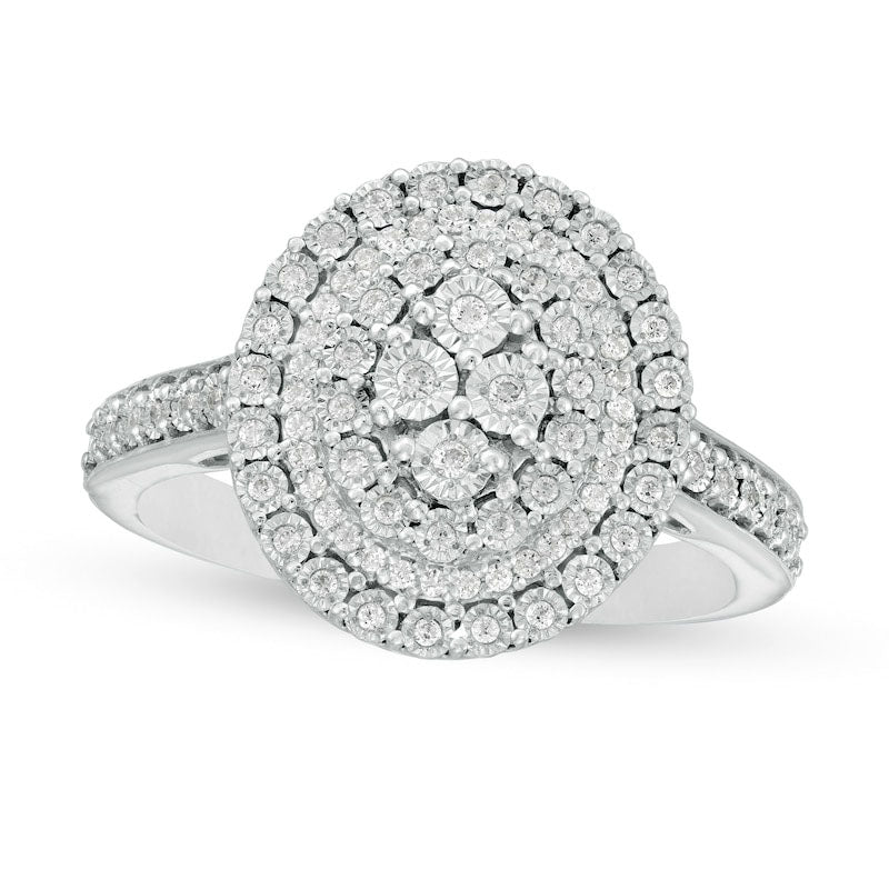 Image of ID 1 025 CT TW Composite Oval Natural Diamond Promise Ring in Sterling Silver