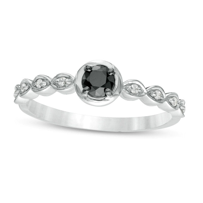 Image of ID 1 025 CT TW Enhanced Black and White Natural Diamond Art Deco Promise Ring in Solid 10K White Gold