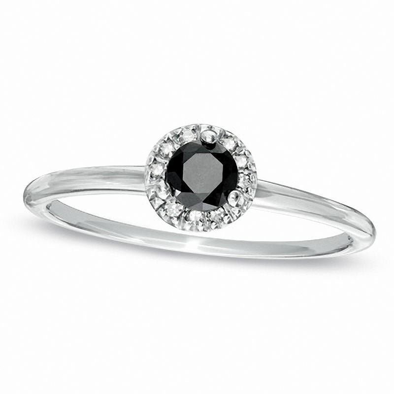 Image of ID 1 025 CT TW Enhanced Black and White Natural Diamond Frame Ring in Sterling Silver - Size 7