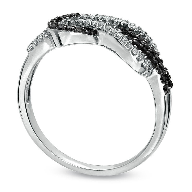 Image of ID 1 025 CT TW Enhanced Black and White Natural Diamond Infinity Ring in Solid 10K White Gold