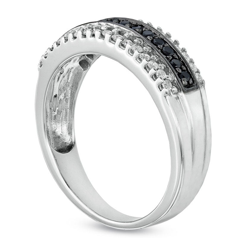 Image of ID 1 025 CT TW Enhanced Black and White Natural Diamond Ring in Sterling Silver